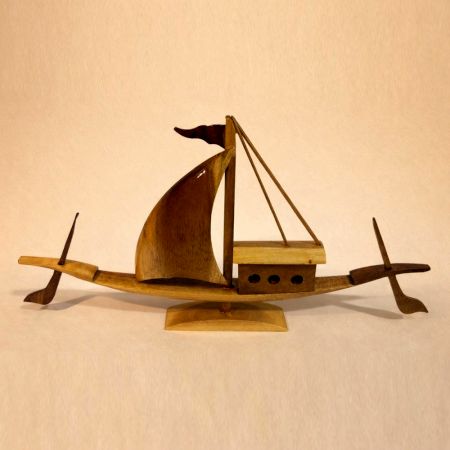 Handmade Wood Sailing Boat Table Accent
